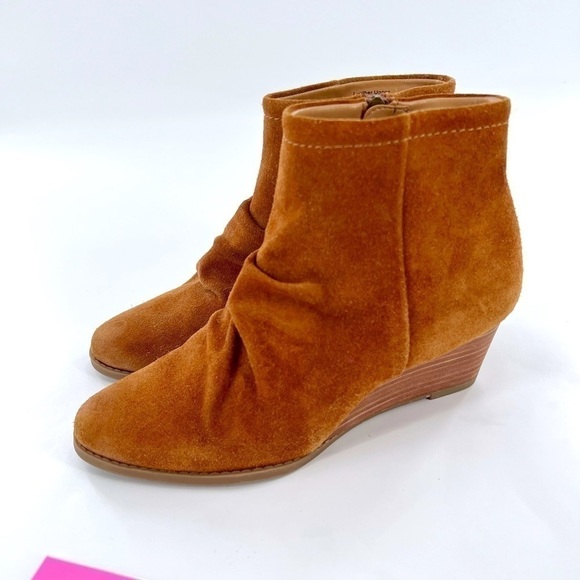 Franco Sarto ‘Winston’ Cognac Suede Wedge Ankle Bootie Size 7.5 M - Picture 7 of 15